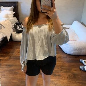 Striped strapless top